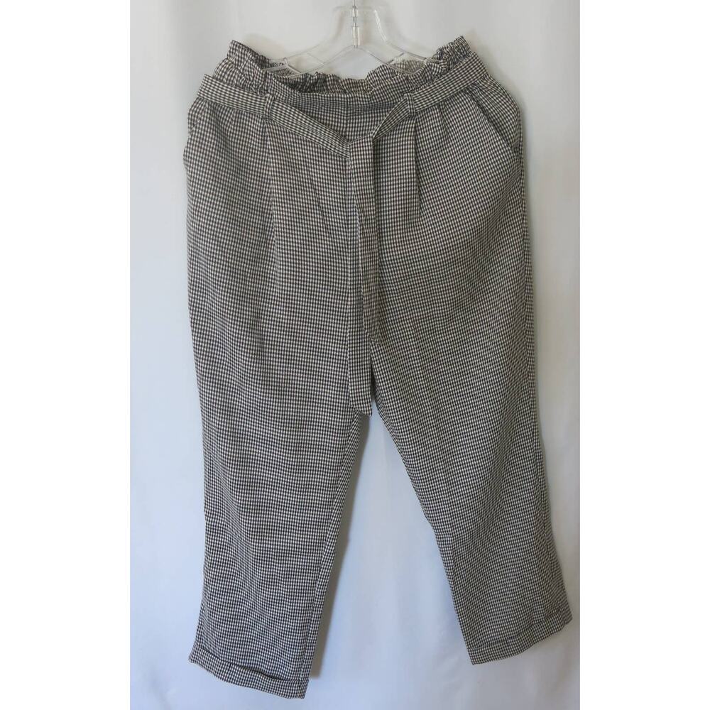 SIENNA SKY Trousers/Pants Size L Paper Bag High Belted Waist Black White Check